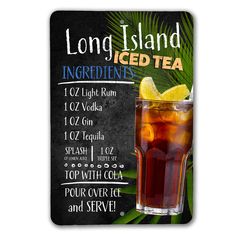 a long island iced tea sign is shown