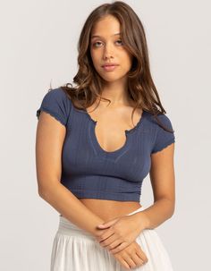 Bdg Urban Outfitters Going For Gold Pointelle Tee. Allover Textured Fabric. Notch Neckline. Lace Trim. Cropped Length. Soft And Stretchy Fabric. 70% Modal, 25% Polyamide, 5% Elastane. Machine Wash. Imported. Model Is Wearing A Size Xs/s. Model Measurements:height: 5'7" Bust: 32"waist: 25"hips: 36" Stretch Pointelle Knit Short Sleeve Top, Blue Pointelle Knit V-neck Top, Trendy V-neck Pointelle Knit Tops, Summer Pointelle Knit Crop Top, Stretch Pointelle Knit Top For Summer, Summer Stretch Pointelle Knit Tops, Flannel Sweatshirt, Graphic Trends, Money Heist