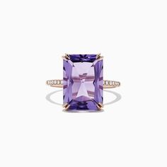 Effy 14K Rose Gold Amethyst and Diamond Ring, 7.26 TCW Rose Stone, Amethyst And Diamond Ring, Effy Jewelry, Bling Rings, Amethyst Ring, Gold Rose, Round Diamonds, Gold Metal, Real Life