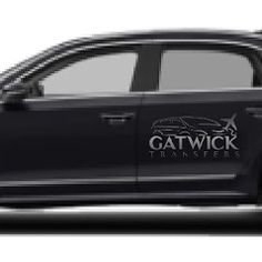 a black car with the word gatwick transfer on it