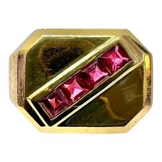 14K yellow gold ring with square cut rubies.    Sophia D by Joseph Dardashti LTD has been known worldwide for 35 years and are inspired by classic Art Deco design that merges with modern manufacturing techniques. Gold Ruby Ring, Ruby Ring Gold, Perfect Harmony, Domed Ring, Square Cut, Yellow Gold Ring, Ruby Ring, Art Deco Design, Yellow Gold Rings