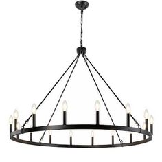 Illuminate your space with a touch of modern farmhouse charm with our 16-Light Black Wagon Wheel Chandelier. This striking chandelier combines rustic elegance with contemporary design, making it a perfect addition to any room. Whether you're looking to enhance your dining room, kitchen island, entryway, or living room, this chandelier delivers both style and functionality. Transform your home with the timeless elegance of this black wagon wheel chandelier, and enjoy its blend of style and functi Dining Room Black Chandelier, Black Foyer Chandelier, Iron Ring Chandelier, Black Chandelier Dining Room, Black Wagon Wheel Chandelier, Dining Room Entryway, Chandelier For Living Room, Foyer Chandelier, Wheel Chandelier