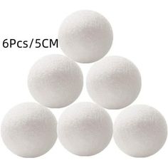 five white foam balls are stacked up on top of each other, with the words pros / 5cm above them