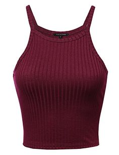 Made by Emma Basic Sleeveless Spaghetti Strap Ribbed Crop... Spaghetti Strap Shirt, Burgundy Crop Top, Burgundy Shirt, Shirts Crop, Spaghetti Strap Crop Top, Kampot, Purple Tank Top, Spaghetti Strap Tank Top, Purple Tank