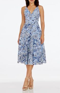 A lavish garden scene is embroidered all over this figure-flaunting dress topped with a slim, plunging bodice and finished with a breezy, flared skirt. 44 1/2" length (size Small) V-neck Sleeveless Lined 100% polyester Machine wash, dry flat Imported Cocktail Dress Nordstrom, A Line Cocktail Dress, Eliza Dress, Illusion Neckline, Mac Duggal, Dress The Population, Eliza J, Beauty Sale, Fragrance Design