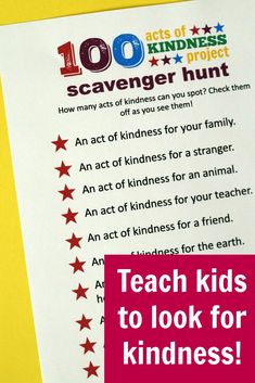 a poster with the words teach kids to look for kindness