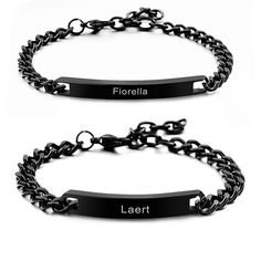 PRICES MAY VARY. 🛡️ Stainless Steel Construction: Crafted from high-quality stainless steel, offering durability and resistance to tarnish. 🔡 Custom Engraving: Personalize each bracelet with your names or a special message to make it uniquely yours. 💎 Stylish Curb Chain: Features a classic curb chain design that suits both men and women, adding a touch of elegance. 🎄 Versatile Gift: Suitable for various occasions such as birthdays, Valentine's Day, and Christmas, perfect for expressing your Matching Bracelets For Couples, Bracelet For Couples, Bracelets For Couples, Custom Engraved Bracelet, Relationship Bracelets, Couples Bracelets, Trendy Bracelet, Letter Matching, Trendy Bracelets