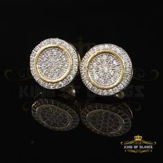 King of Bling's Elegant Yellow 925 Silver Screw Back 0.69ct Cubic Zirconia Round Women Earrings KING OF BLINGS Luxury Silver Round Chandbalis, Luxury Silver Chandbalis, Hippy Gifts, Women Earrings, Custom Label, Square Stud, Cz Stud Earrings, Cz Earrings, Men Earrings