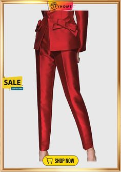 Micro-elasticity T-line Plain Fashion Slim Taper Pants Fitted Ankle-length Solid Color Pants, Elegant Straight Leg Leggings, Elegant Stretch Solid Color Pants, Stretch Ankle-length Pants In Solid Color, Elegant Stretch Pants In Solid Color, Elegant Spring Leggings, Red Satin Pants, Taper Pants, Plain Fashion