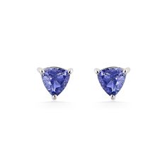 14K White Gold Effy Stud Earrings with 1.00 Carat (total weight) of Trillion cut Tanzanite. The earrings measure approximately 3/16" in width. Classic Tanzanite Jewelry In Trillion Cut, White Gold Tanzanite Earrings As A Gift, Anniversary Tanzanite Earrings With Prong Setting, Classic Tanzanite Earrings For Anniversary, Trillion Cut Formal Earrings, White Gold Tanzanite Gemstone Earrings, White Gold Tanzanite Earrings Fine Jewelry, Fine Jewelry Tanzanite Earrings In White Gold, Classic Tanzanite Gemstone Earrings