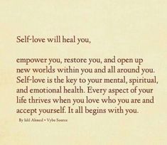 an old book page with the words self love will heal you