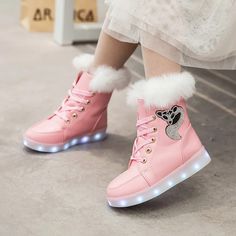 Trendy Faux Fur Boots With Round Toe, Party Boots With Faux Fur Trim And Round Toe, Girl Boots, Light Sneakers, Shoes For Girls, Fur Shoes, Winter Girls, Fur Boots, Fur Fashion