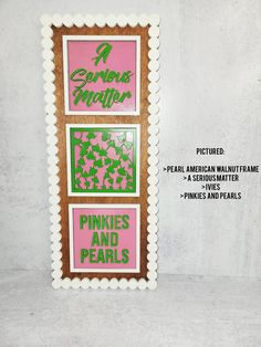 the pinkies and pearls album cover is displayed in front of a white wall with black lettering