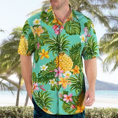 Category:Shirt; Season:Spring  Summer; Fabric:Polyester; Sleeve Length:Short Sleeve; Look After Me:Machine wash,Washable; Gender:Men's; Style:Designer,Comfortable,Hawaiian,Beach,Casual; Tops Type:Shirt,Summer Hawaiian Shirt,Graphic Shirt; Occasion:Beach,Outdoor,Daily,Street,Casual; Age Group:Adults'; Fit Type:Regular Fit; Pattern:Floral,Pineapple,Frog; Design:Button-Down; Neckline:Turndown; Brand:OUKU; Front page:FF; Listing Date:05/06/2022; Bust:; Length:null; Shoulder Width:null; Fit US Size:n Oversized Shirt Men, Funny Clothing, Harajuku Anime, Streetwear Shirts, Summer Wardrobe Essentials, Oversized Streetwear, Kermit The Frog, Funny Outfits, Simple Shirts