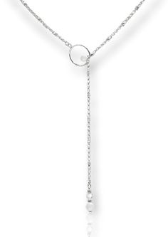 Adjustable Lariat Necklace With Pearl Pendant, Adjustable Dangle Lariat Necklace With Pearl Pendant, Silver Lariat Jewelry With Pearl Pendant, Elegant Adjustable Lariat Necklace With Round Pendant, Adjustable Elegant Lariat Necklace With Round Pendant, Sterling Silver Lariat Necklace With Pearl Drop, Pearl Pendant Lariat Necklace, Adjustable Round Lariat Necklace With Delicate Chain, Adjustable Delicate Chain Lariat Necklace