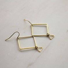 Diamond and Triangle Geometric Earrings, Gold Minimalist Earrings, Modern drop earrings, Mother's Da Trendy Gold Triangle Earrings, Gold Triangle Minimalist Earrings, Minimalist Triangle Jewelry For Pierced Ears, Minimalist Gold Triangle Earrings, Trendy Square Everyday Earrings, Everyday Trendy Square Earrings, Minimalist Triangle Nickel-free Earrings, Gold Geometric Earrings For Everyday, Minimalist Nickel-free Triangle Earrings