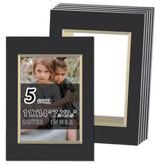 a black and gold photo frame with the number five on it's left side