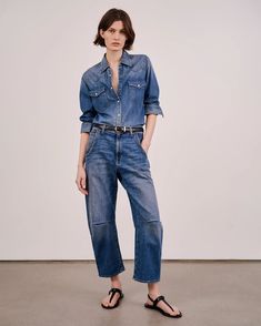 EMERSON JEAN | Nili Lotan All Jeans, Nili Lotan, Looks Street Style, Cooler Look, Minimal Chic, Relaxed Fit Jeans, Denim Shirt, Jean Outfits, Jeans Fit