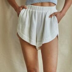 Shopthimble.Com White Cotton Blend Beachy/Boating Shorts White Summer Shorts For Warm Weather, White Shorts For Warm Weather, White Summer Bottoms For Warm Weather, White Bottoms For Summer Warm Weather, White Bottoms For Beach Season Warm Weather, Beachy Shorts For Spring Season, Beachy Shorts For Spring Warm Weather, Beachy Spring Bottoms Short Length, Beachy Bottoms For Warm Summer Weather