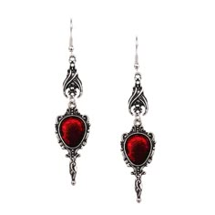 PRICES MAY VARY. Vintage antique silver vampire bat and red magic mirror drop design, goth earrings for women. Unique halloween earrings, stylish and exquisite, making you eye-catching and beautiful. Unique design, stylish and exquisite, making you eye-catching and beautiful. Made of high quality metal alloy material, non toxic, durable. Great embellishment for attending wedding, prom, birthday parties, stage performance, festival celebration, masquerade and most special occasions. You can send Horror Earrings, Grunge Earrings, Goth Earrings, Bat Earrings, Gothic Earrings, Goth Jewelry, Retro Earring, Estilo Punk, Long Drop Earrings