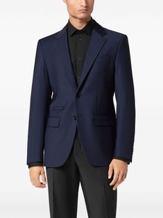 Find PHILIPP PLEIN Wool Blazer on Editorialist. navy blue wool blend logo plaque logo patch to the side notched lapels front button fastening long sleeves buttoned cuffs two side flap pockets straight hem Luxury Suits With Patch Pockets, Elegant Blue Sport Coat With Patch Pockets, Elegant Blue Suits With Patch Pockets, Designer Blue Blazer For Business Casual, Tailored Blue Suits With Patch Pockets, Classic Blue Sport Coat With Patch Pockets, Navy Long Sleeve Wool Suits, Formal Blue Blazer With Patch Pockets, Formal Blue Sport Coat With Patch Pockets