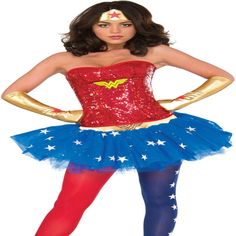 a woman in wonder costume posing with her hands on her hips