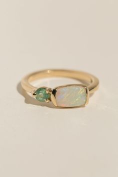 Ionia Ring – Dear Survivor Fine Jewelry Green Opal Birthstone Ring, Green Opal Birthstone Ring In 14k Gold, Fine Jewelry Green Opal Ring, Green Opal Ring In 14k Gold, Green Multi-stone Opal Ring As A Gift, Green Multi-stone Opal Ring As Gift, Green Multi-stone Opal Ring For Anniversary, Green Multi-stone Opal Ring For Gift, Unique Green Opal Promise Ring