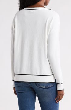 Keep it cozy this season in this soft and stretchy knit sweater topped with an open neck. O-neck Long sleeves with ribbed cuffs 88% polyester, 12% nylon Machine wash, dry flat Imported Open Neck, Pullover Sweater, Pullover Sweaters, Nordstrom Rack, Knit Sweater, Sweater Top, Knitted Sweaters, Nordstrom, Long Sleeves