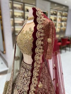 Burgundy And Sage Green, Gold Bridal Lehenga, Sage Green Accents, Sage Green Fabric, New Lehenga, Bridal Indian, Indian Mehndi Designs, Desi Fits, Stylish Prom Dress