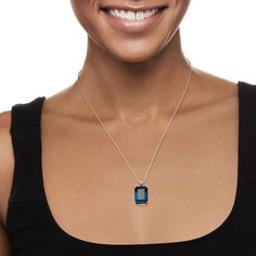 Blue Topaz Pendant Necklace, Blue Topaz Pendant, Topaz Pendant, London Blue Topaz, London Blue, Fine Jewellery Necklace, Rope Chain, Blue Topaz, Topaz