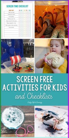 the screen free activities for kids and checklists are great to do with your child