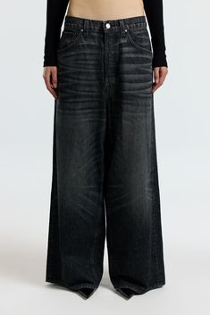 Oversized Washed Black Denim Jeans, Black Baggy Pants, Alice Clothes, Baggy Jean, Fit Models, Cotton Citizen, Recycled Denim, Baggy Pant, Oversized Silhouette