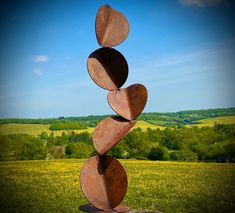 a stack of rocks sitting in the middle of a field