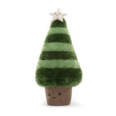 a small green christmas tree with a white star on top