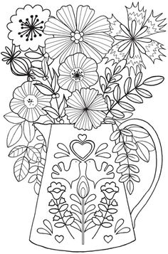 a vase filled with flowers and leaves