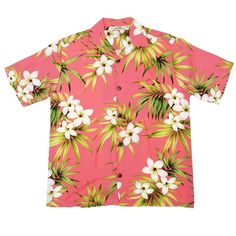 Plumeria all over print rayon aloha shirts is perfect for resort outfit and photo shooting clothing. This shirt comes in matching casual dress so it is great gift for honeymooner. The light color is soft and nice for especially young couple. Rayon fabric is very smooth and breezy, soft texture. The rayon shirt usually looks larger than its size. It is boxy design. If you want more fitted design, possible size down may be good option. Rayon Made in USA, Hawaii Matching dress available Black also Best Dress Design, Pink Plumeria, Banana Leaf Print, Hawaiian Fabric, Aloha Print, Pink Stuff, Plumeria Flowers, Resort Outfit, Rayon Shirt