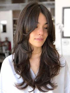 Thick Wavy Hair Haircut For Women, C Shape Haircut Long, V Shaped Haircut With Layers Long Hair Side Bangs, Waterfall Haircut Medium, Hair Cuts That Add Volume, Side Swipe Hair Hairstyles, Edgy Medium Length Hair, Butterfly Layers Hair Long, Very Layered Hair Medium