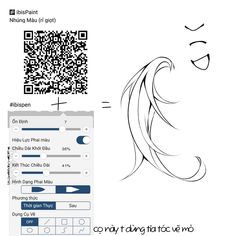 a drawing of a woman's face with a qr code next to it