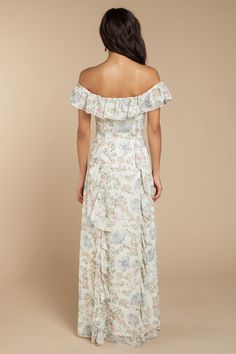 The Layna Ivory Multi Off Shoulder Ruffle Maxi Dress has a special place in our hearts! Featuring a cute paisley floral print with off the shoulder sl - Fast & Free Shipping For Orders over $50 - Free Returns within 10 days! Feminine White Off-shoulder Dress With Ruffles, Fitted Off-shoulder Floral Dress, Fitted Floral Print Off Shoulder Dress For Garden Party, Fitted Floral Off Shoulder Dress For Garden Party, Spring Floral Print Off Shoulder Dress For Garden Party, Chic Floral Print Off Shoulder Dress For Garden Party, Feminine Cream Floral Print Maxi Dress, Feminine Cream Maxi Dress With Floral Print, Chic Off-shoulder Floral Dress For Garden Party