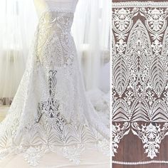 "Luxury embroidery Ivory Floral Lace Fabric Embroidered Tulle Gauze 53\" Bridal gown wedding Dress 1 Yard S0406 ♥This listing is for 1 yard. ♥Width: 135cm, in inch:53\" ♥It will be perfect for bowknot hairpin, baby clothes, sleeve edge, skirt edge, corsage and so on ♥Wholesale acceptable! ♥If you want more, please feel free to send me a message. I will be glad to make custom listing for you! ♥Happy shopping here" Robe Diy, Lace Fabric Diy, Bridal Lace Fabric, Bridal Dresses Lace, Embroidered Lace Fabric, Wedding Dress Fabrics, Lace Bridal Gown, Wedding Lace, Wedding Fabric