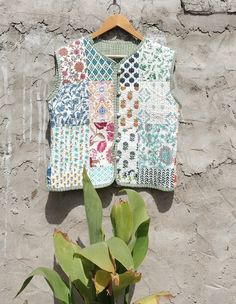 Cotton Patchwork Jackets Indian Cotton Handmade Winter Jacket - Etsy Bohemian Multicolor Outerwear With Floral Patchwork, Green Patchwork Vest For Spring, Spring Green Patchwork Vest, Bohemian Multicolor Patchwork Vest, Bohemian Outerwear With Multicolor Embroidery And Patchwork, Green Cotton Bohemian Vest, Green Bohemian Cotton Vest, Cotton Outerwear With Multicolor Embroidery And Patchwork, Multicolor Embroidered Patchwork Cotton Outerwear