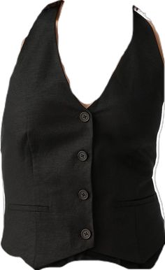 Gap Linen Tops For Workwear, Black Sleeveless Linen Vest, Fitted Cotton Tank Top With Buttons, Fitted Sleeveless Linen Vest, Fitted Cotton Tank Top With Pockets, Chic Cotton Vest With Buttons, Cotton Tank Top With Button Closure For Work, Fitted Cotton Vest With Button Closure, Halter Vest