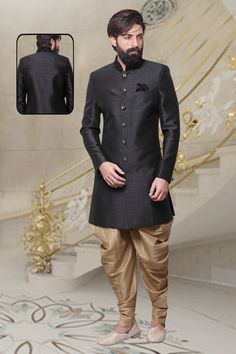 This Two piece Silk Indo Western set ideal for Diwali, Eid and other festivals and Weddings Party Wear For Men. Item details Handmade item Top Details -Item details Handmade item Materials Top Details - Silk , Handloom Bottom Details Color - Same As Picture Fabric - Silk, Style - Dhoti / Pants Weight: 1.2 Kg Blue Sherwani, Sherwani For Men Wedding, How To Dress For A Wedding, Indian Groom Wear, Mens Sherwani, Traditional Suit, Sherwani For Men, Wedding Sherwani, Indian Kurta