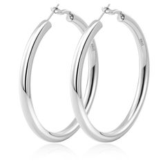 PRICES MAY VARY. 【Chunky Silver Hoops】Thick silver hoop earrings with hollow tube design is sleek and modern yet classic and elegant style can add more charm to you.and these silver large hoop earrings are very lightweight, will not weigh your ears down! And comfortable to wear.These large hoop earrings are the perfect pair with any outfit whether at work or leisure,they are the ""must-have"" addition to every women's fashion jewelry collection. 【Hypoallergenic Sterling Silver Hoops】5mm thick si Big Silver Hoop Earrings, Silver Hoop Earrings Outfit, Chunky Silver Jewelry, Fashion Definition, Billie Concert, Big Gold Hoop Earrings, Silver Earrings Hoops, Silver Hoops Earrings, Hoop Earrings Aesthetic