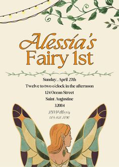 an advertisement for the alesson's fairy party