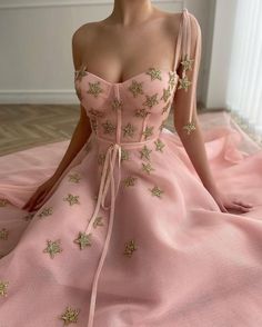 Gown - Teuta Matoshi Duriqi Matoshi Dress, Teuta Matoshi Dresses, Starry Dress, Fae Fashion, Whimsical Dresses, Teuta Matoshi, Velvet Belt, Whimsical Dress, Pink Accessories