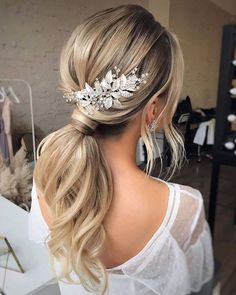 Tail Hairstyles, Bridal Ponytail, Wedding Ponytail, Tail Hairstyle, Hair Ponytail Styles, Ponytail Styles, Bridal Headpiece, Wedding Hairstyles For Long Hair