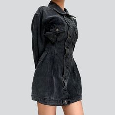 Introducing the 2023 Spring-Summer Collection's Single-breasted Mini Denim Dress ââ‚?a denim dream for the new age!Why You'll Love ItThis 90s-inspired denim dress is a chic blend of everlasting underground and contemporary modern. The stonewashed fabric and unique distressed pattern capture a natural and punkish edge while the sleek slim fit adds refinement. The zippered closure and stylish button duo ensure functionality and flair. making it the perfect day-to-night piece!Distinctive Features: Y2k Mini Dress For Fall, Y2k Long Sleeve Mini Dress For Summer, Summer Y2k Long Sleeve Mini Dress, Black Denim Jacket For Summer, Spring Button-up Dark Wash Mini Dress, Fall Denim Dress With Button Closure, Fall Mini Denim Dress With Button Closure, Trendy Summer Button-up Denim Jacket, Trendy Button-up Denim Jacket For Summer