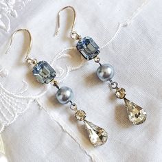 Elegant Light Blue Drop Jewelry, Elegant Light Blue Dangle Jewelry, Elegant Light Blue Crystal Earrings For Gift, Elegant Light Blue Drop Earrings, Elegant Light Blue Crystal Earrings For Party, Elegant Light Blue Evening Jewelry, Elegant Light Blue Nickel-free Earrings, Mother Daughter Jewelry, Simply Dress