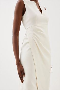 Tailored Drape Detail Midi Dress | Karen Millen Golden Heels, Lawyer Fashion, Karen Millen, Fashion Face, Lawyer, Timeless Pieces, Dress Collection, Midi Length, Midi Dress